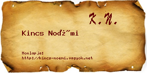 Kincs Noémi névjegykártya